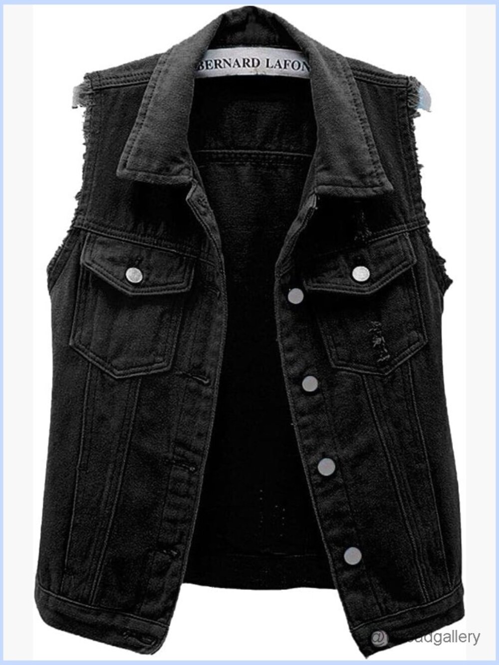 Slim Fit Sleeveless Distressed Denim Vest Jacket with Pockets